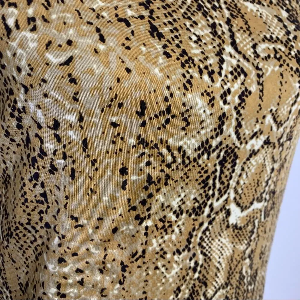 Tory Burch tan black snakeskin print silk shift dress size XS